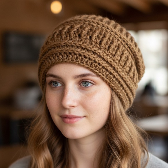 NEW Boho Luxe Handmade Crochet Beanie | Warm, Textured & Timeless main image 6